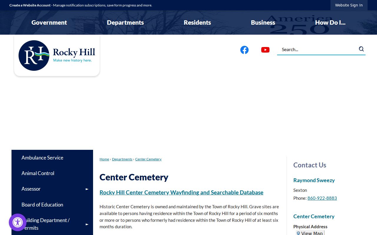 Rocky Hill neighbors block lookup Center Cemetery place context