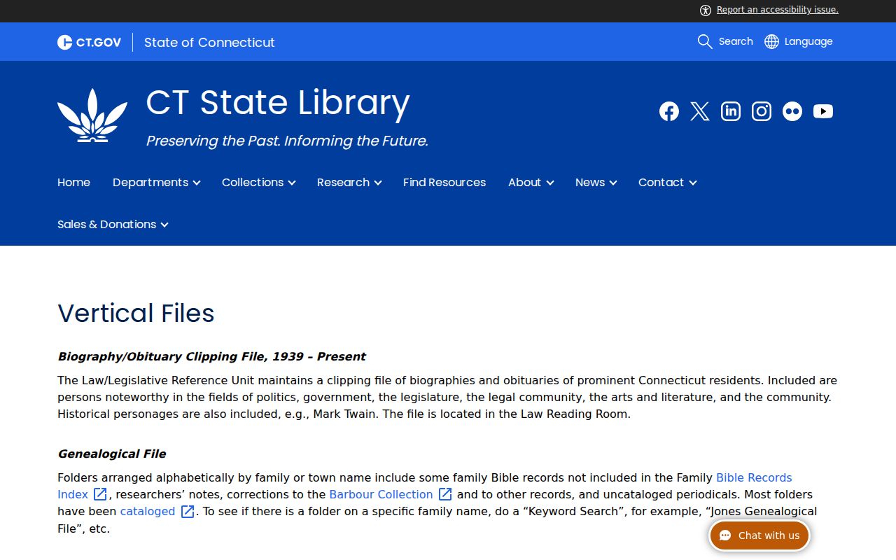 Rocky Hill previous residents Connecticut State Library vertical files