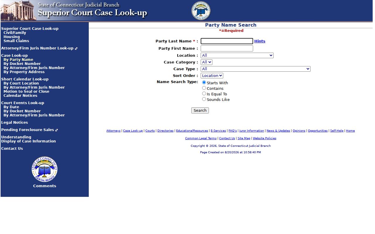 Rocky Hill resident lookup party search last-name field