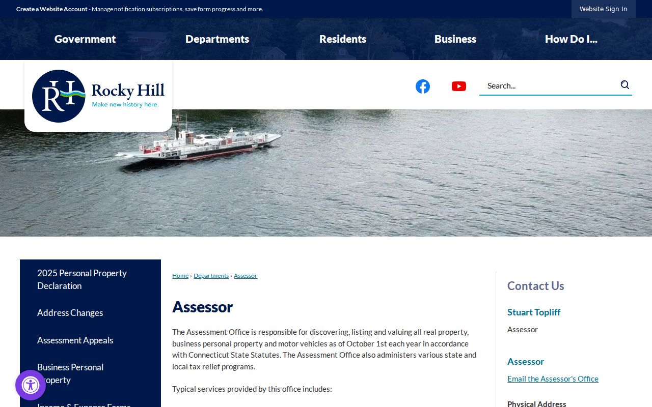Rocky Hill street directory assessor office contact and property roll