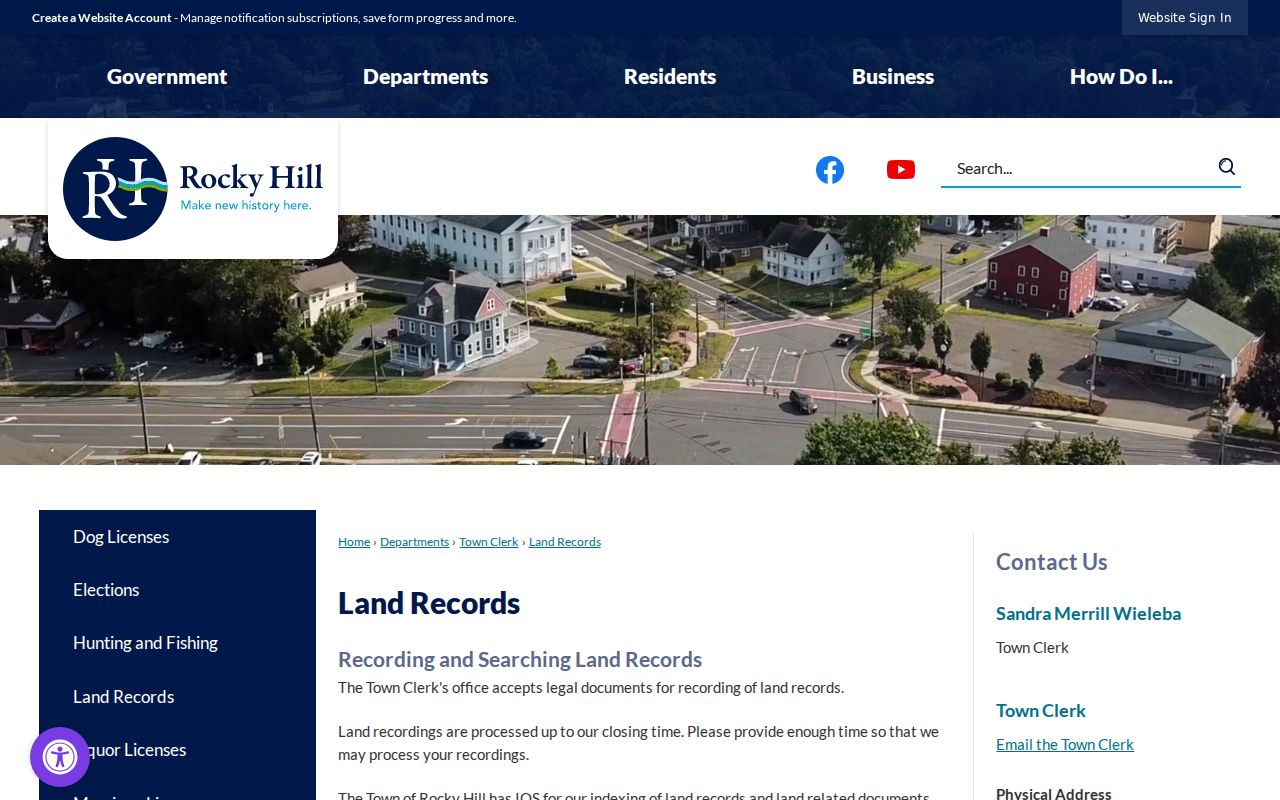 Rocky Hill street directory land-record copy and recording route