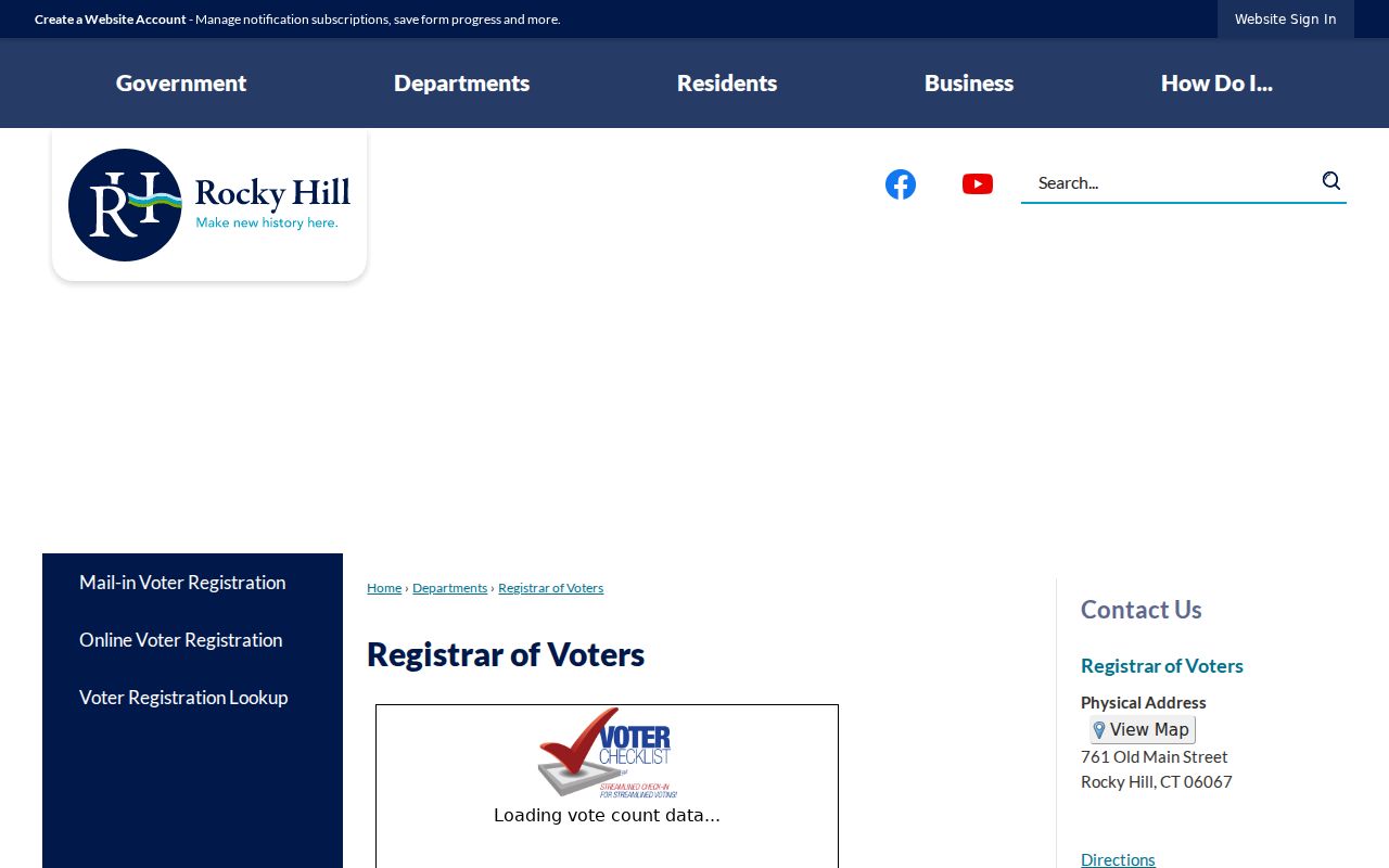 Rocky Hill ZIP code directory Registrar of Voters route